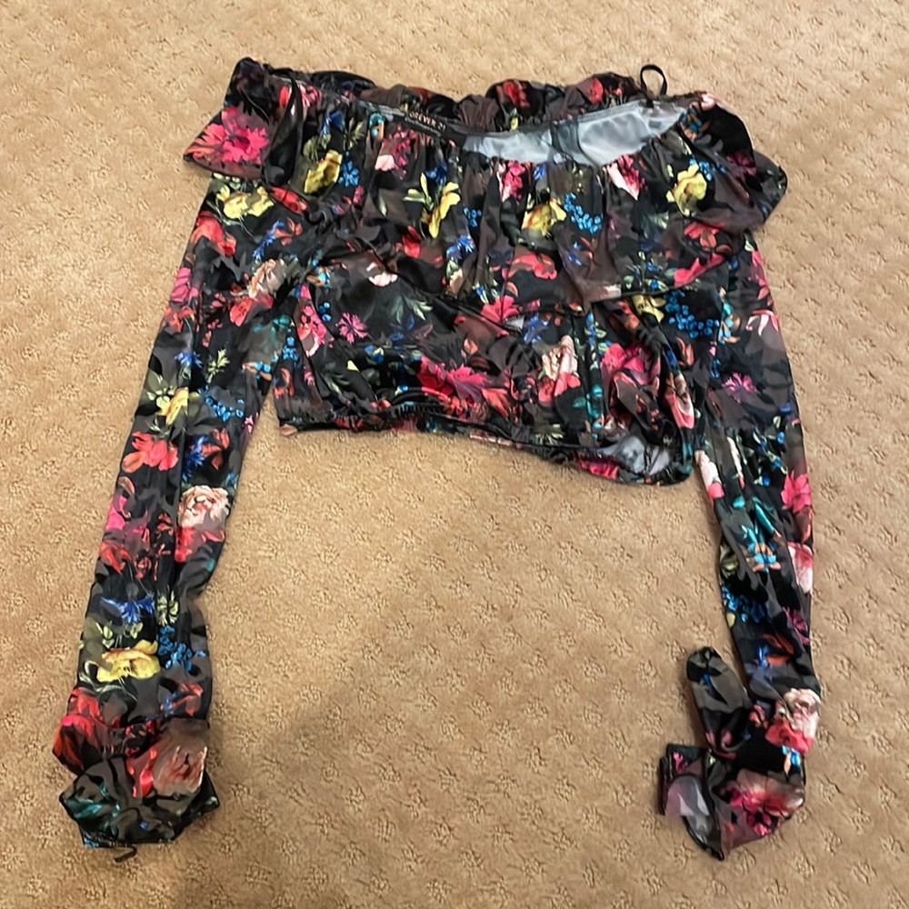 Off The Shoulder Velvet Floral Forever 21 Top